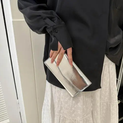 Sleek Silver PU Leather Small Wallet
