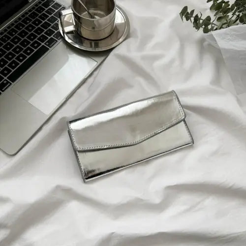 Sleek Silver PU Leather Small Wallet