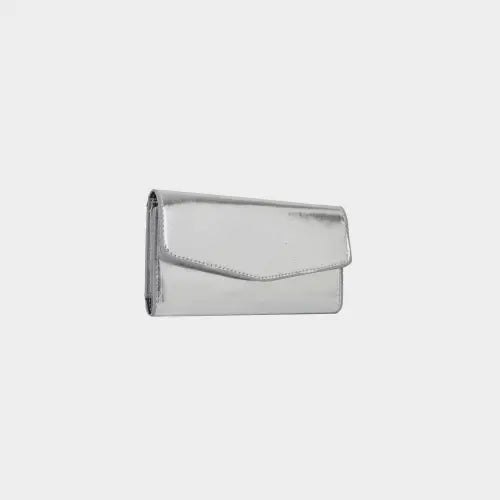 Sleek Silver PU Leather Small Wallet