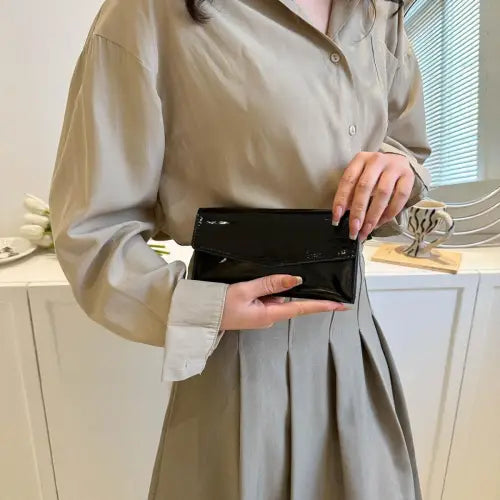 Sleek Silver PU Leather Small Wallet
