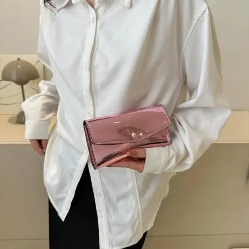 Sleek Silver PU Leather Small Wallet