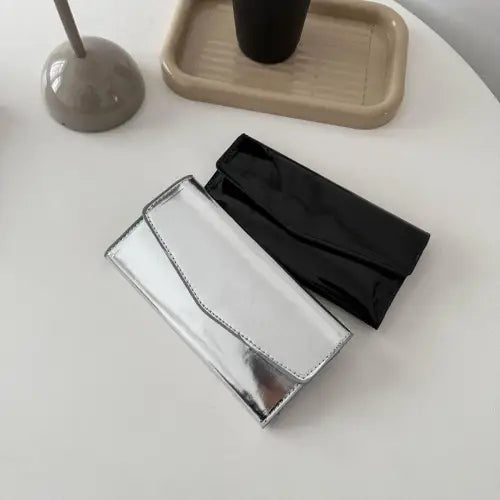 Sleek Silver PU Leather Small Wallet