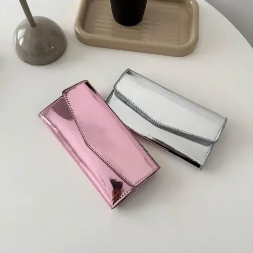 Sleek Silver PU Leather Small Wallet