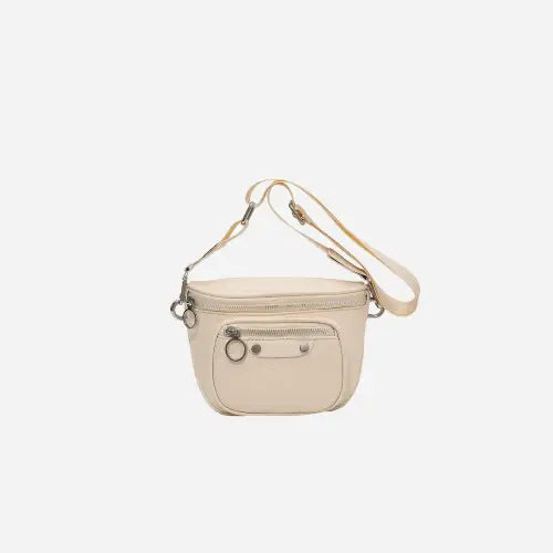 Sleek Silver Texture PU Leather Crossbody Bag