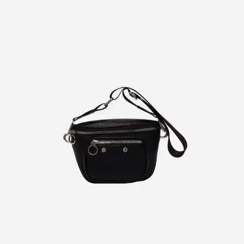 Sleek Silver Texture PU Leather Crossbody Bag
