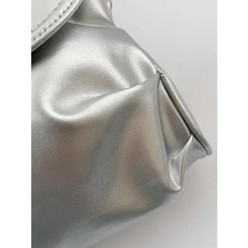 Sleek Silver Leather Adjustable Strap Crossbody Bag