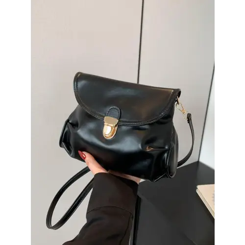 Sleek Silver Leather Adjustable Strap Crossbody Bag