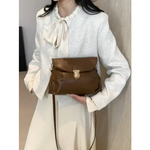 Sleek Silver Leather Adjustable Strap Crossbody Bag