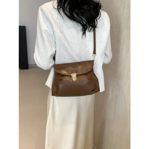 Sleek Silver Leather Adjustable Strap Crossbody Bag