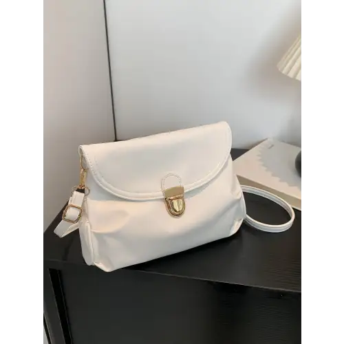 Sleek Silver Leather Adjustable Strap Crossbody Bag