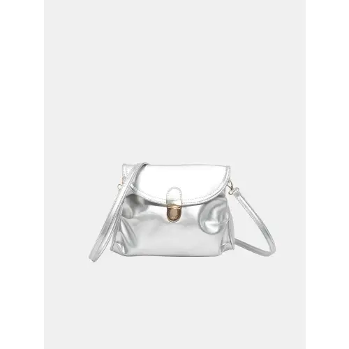Sleek Silver Leather Adjustable Strap Crossbody Bag
