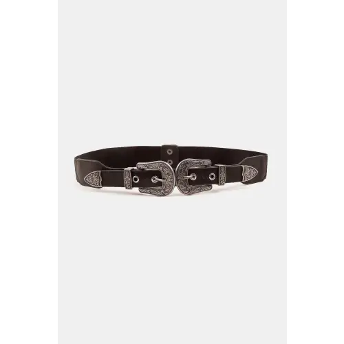 Symmetrical Leather Belt Black One Size