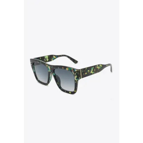 Sleek UV400 Patterned Polycarbonate Square Sunglasses Black One Size