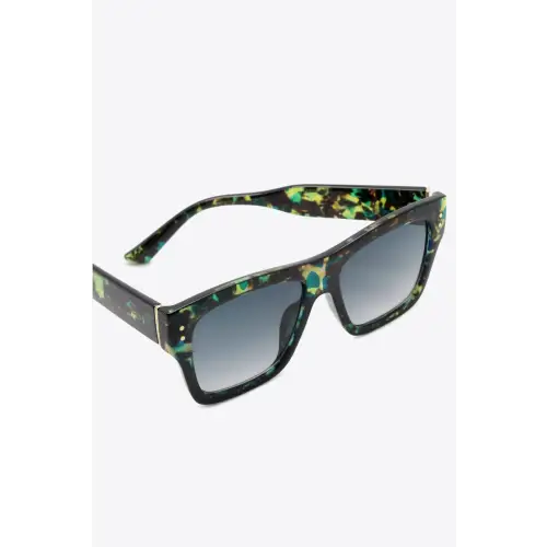 Sleek UV400 Patterned Polycarbonate Square Sunglasses