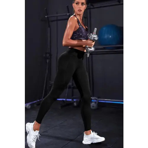 Black Sports Leggings with Phone Pocket
