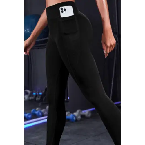 Black Sports Leggings with Phone Pocket Black