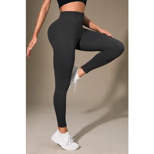 Dark Gray Sleek Wide Waistband Sports Leggings