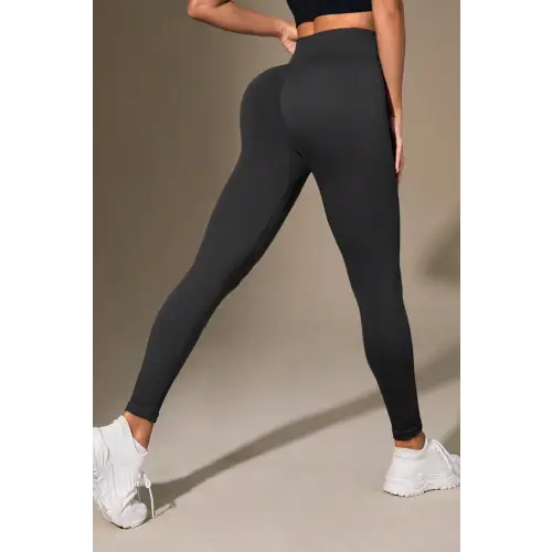 Dark Gray Sleek Wide Waistband Sports Leggings