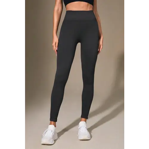 Dark Gray Sleek Wide Waistband Sports Leggings