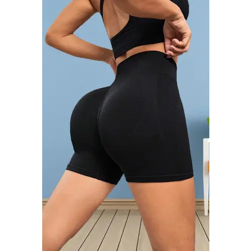 Black Wide Waistband Sports Shorts