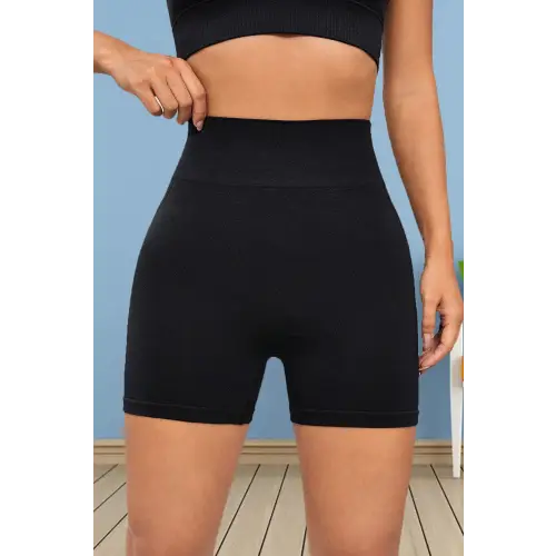 Black Wide Waistband Sports Shorts