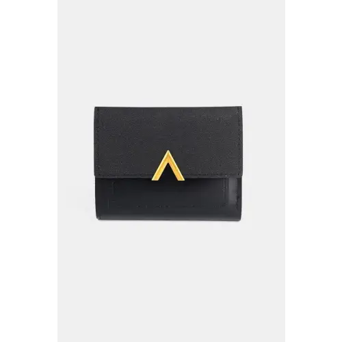 Sleek Compact Trifold Wallet with Luxe Gold Accent