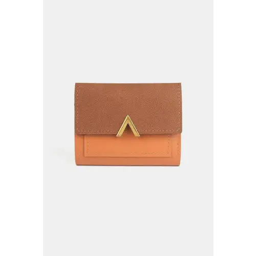 Sleek Compact Trifold Wallet with Luxe Gold Accent