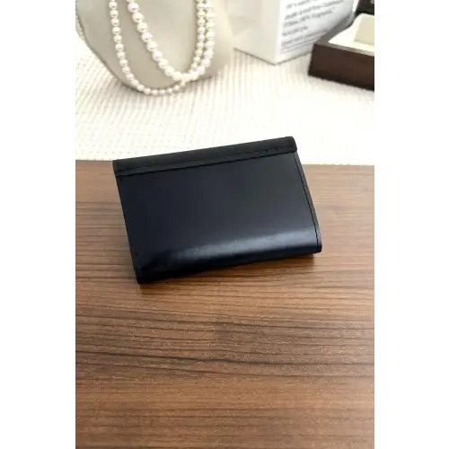Sleek Compact Trifold Wallet with Luxe Gold Accent