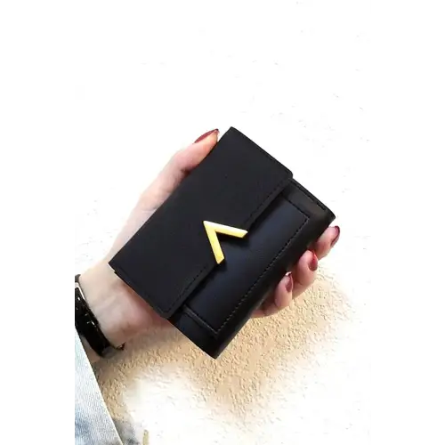 Sleek Compact Trifold Wallet with Luxe Gold Accent