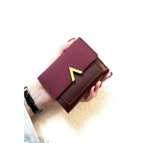 Sleek Compact Trifold Wallet with Luxe Gold Accent
