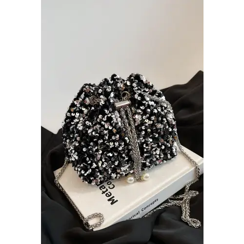 Sparkle in Style with Sequin Chain Drawstring Bucket Bag