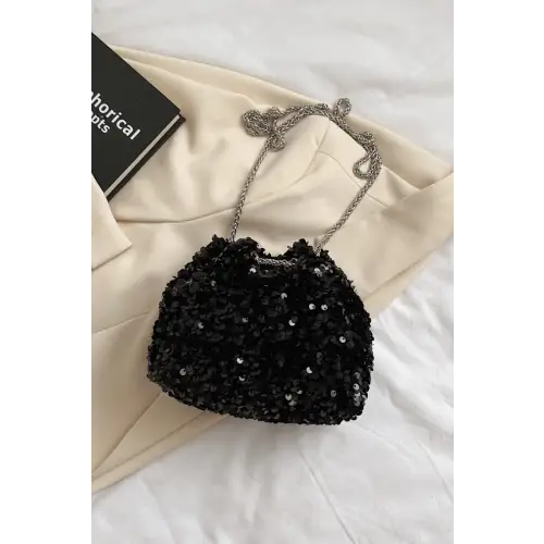 Sparkle in Style with Sequin Chain Drawstring Bucket Bag