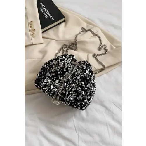 Sparkle in Style with Sequin Chain Drawstring Bucket Bag