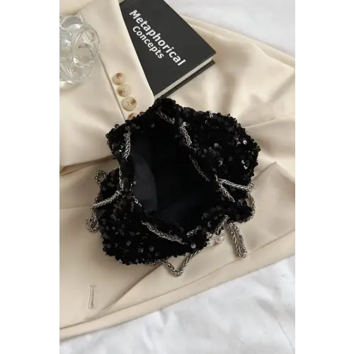 Sparkle in Style with Sequin Chain Drawstring Bucket Bag