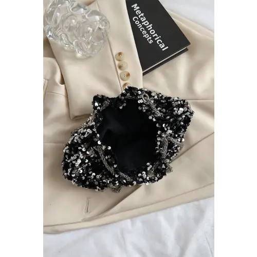 Sparkle in Style with Sequin Chain Drawstring Bucket Bag