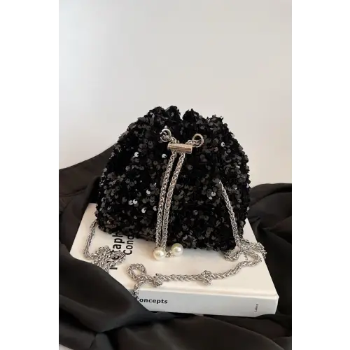 Sparkle in Style with Sequin Chain Drawstring Bucket Bag