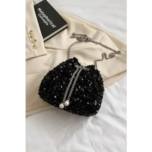 Sparkle in Style with Sequin Chain Drawstring Bucket Bag
