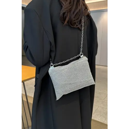 Sparkle with Rhinestone Polyester Chain Crossbody Bags