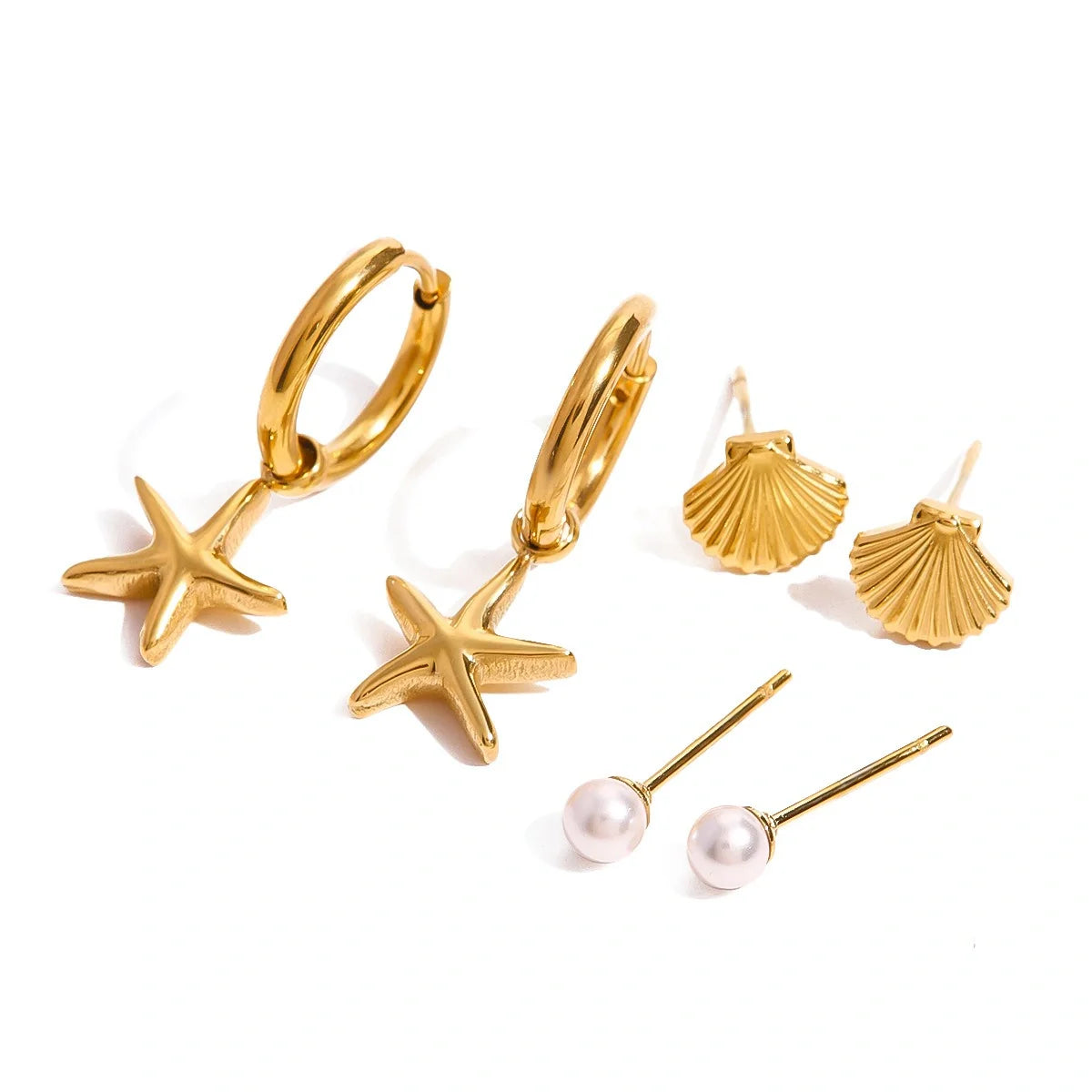 Starfish Shell Pearl Earrings