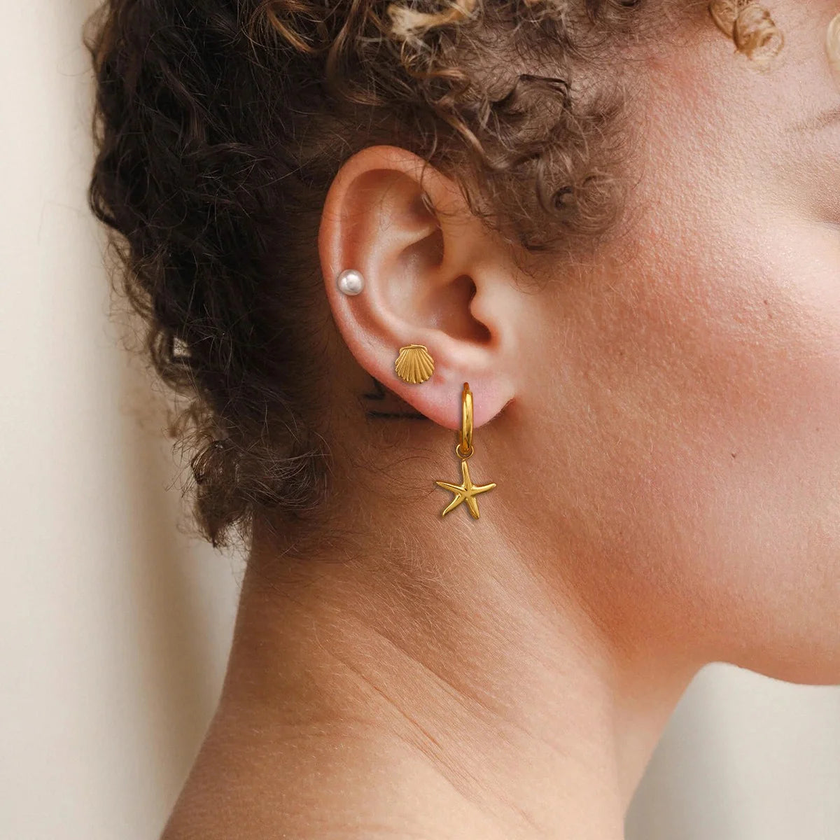 Starfish Shell Pearl Earrings