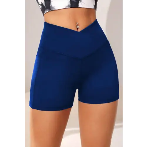 Stretchy Wide Waistband Active Shorts with Pockets