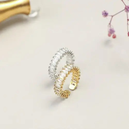Gemstone Baguette Crystal Rings Set