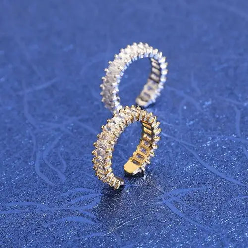 Gemstone Baguette Crystal Rings Set