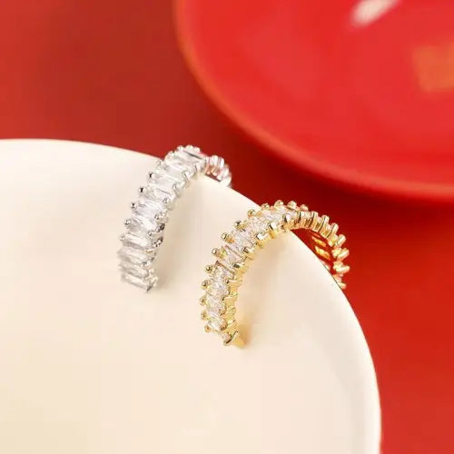 Gemstone Baguette Crystal Rings Set