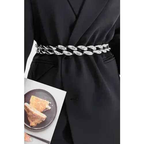 Acrylic Curb Chain Belt Silver One Size