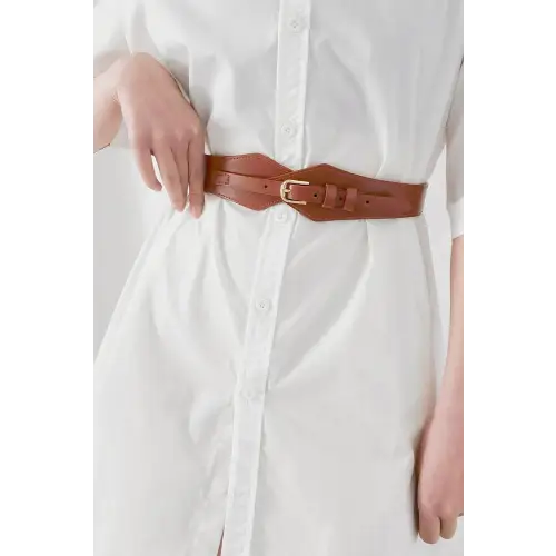 Geometric Elastic Belt Brown One Size