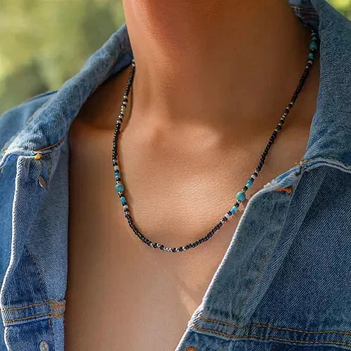 Turquoise Bohemian Bead Necklace