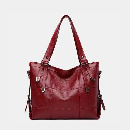 Stylish Black Leather Medium Handbag