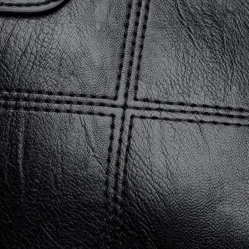 Stylish Black Leather Medium Handbag