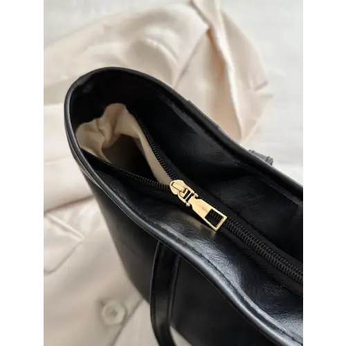 Stylish Black Leather Medium Shoulder Bag for Everyday Elegance